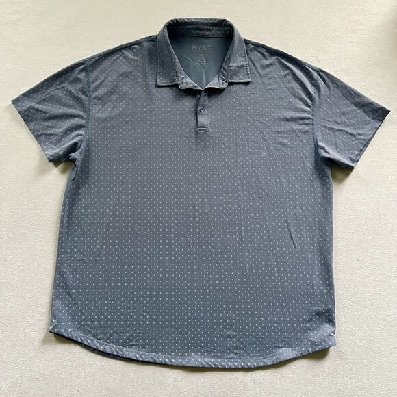 Bylt Premium Basics Lux Polo Shirt Men Blue Polka Dots Cotton Stretch Golf 3XL - Picture 1 of 6